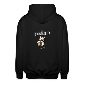 Es eskaliert eh lachende Katze mit Bier - Unisex Kapuzenjacke - Schwarz - Hinten - AI Model Male 185 light (185cm)