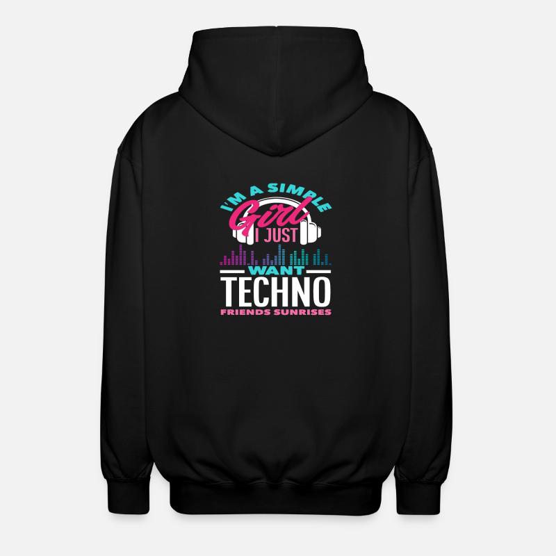 Techno Lover Einfache Mädchen Freunde - Unisex Kapuzenjacke - Schwarz