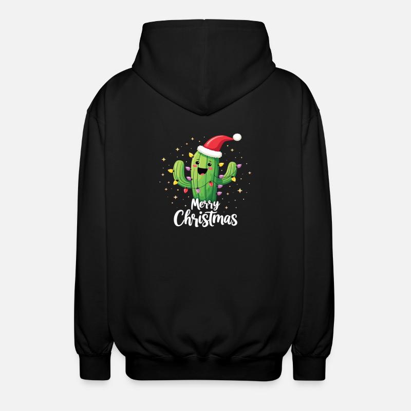 Cactus Christmas Cactus Cacti - Unisex Hooded Jacket - black