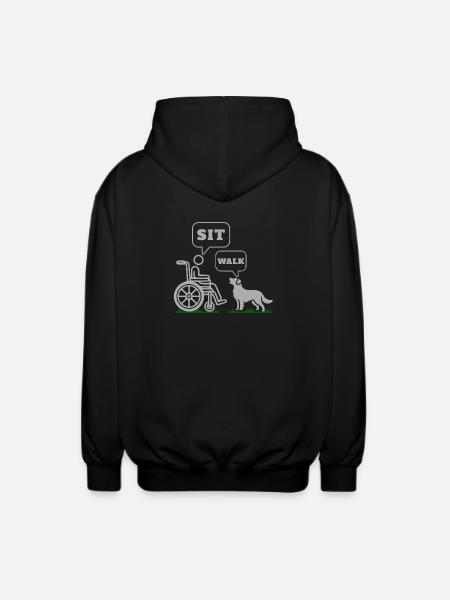 De rolstoel zit de Symboolhumor van de Hondgang - Uniseks zip hoodie - zwart