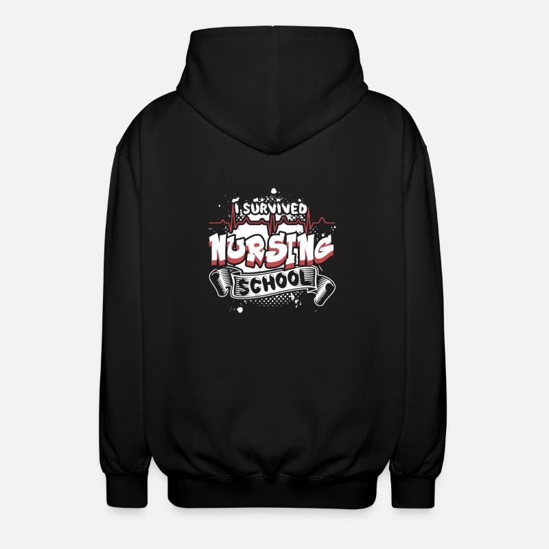 I Survived Nursing School - Unisex Hooded Jacket - black