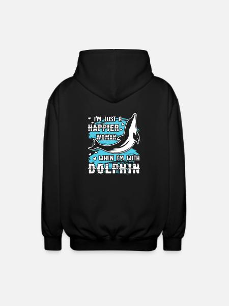 Dolphin Happy With Dolphin - Unisex Hooded Jacket - black