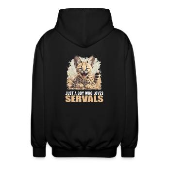 Servale Serval - Unisex Kapuzenjacke - Schwarz - Hinten - AI Model Male 185 light (185cm)