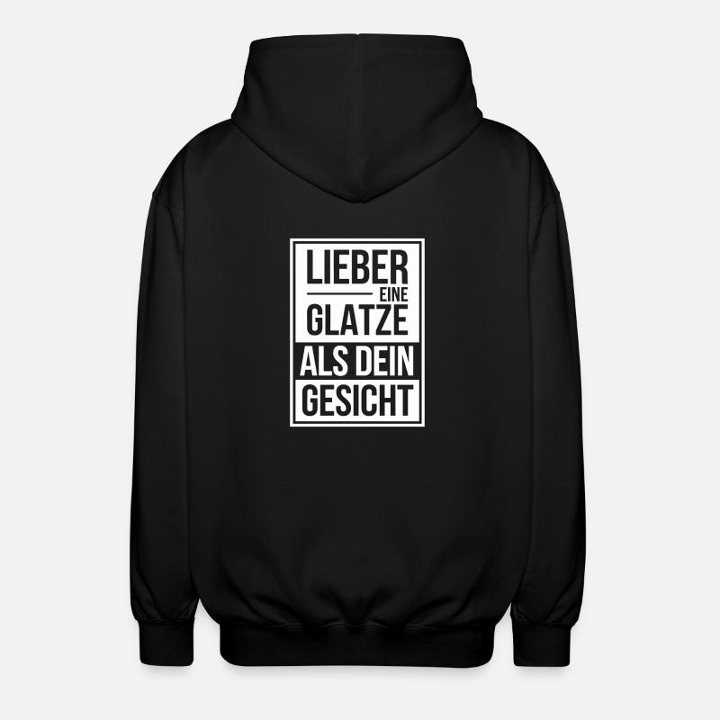 Frisur Glatze Haarausfall, Glatzenträger - Unisex Kapuzenjacke - Schwarz