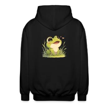 Kikker Kikkers - Uniseks zip hoodie - zwart - Achter - AI Model Male 185 light (185cm)