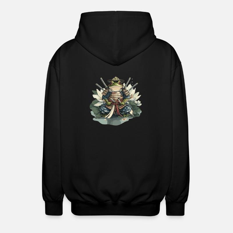 Frosch-Samurai: Krieger der Seerose - Unisex Kapuzenjacke - Schwarz