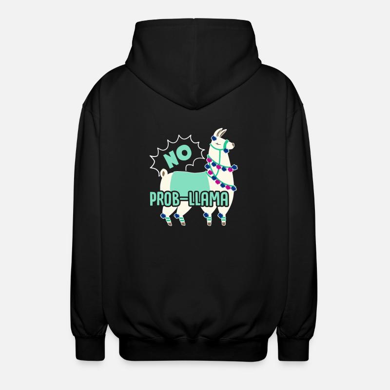 Llama No Prob Llama - Unisex Hooded Jacket - black