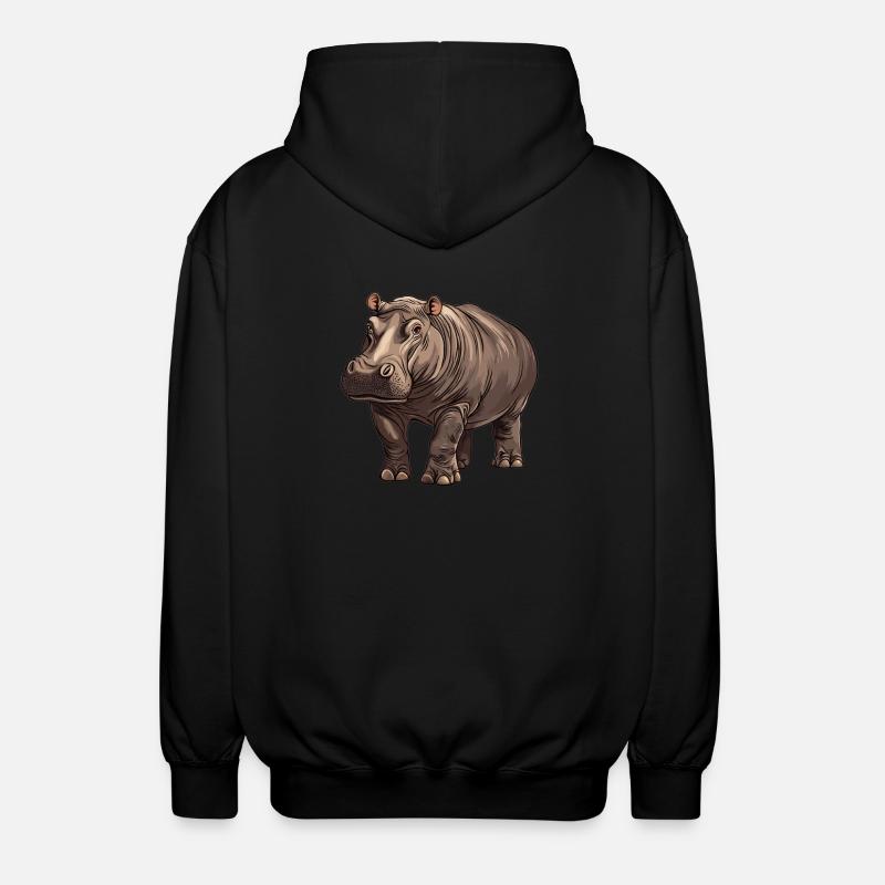 Nilpferd Flußpferd - Unisex Kapuzenjacke - Schwarz