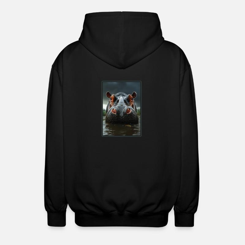Nilpferd Flußpferd - Unisex Kapuzenjacke - Schwarz