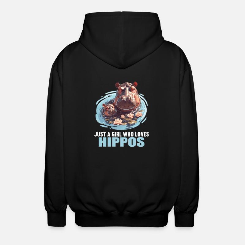 Nilpferd Flußpferd - Unisex Kapuzenjacke - Schwarz