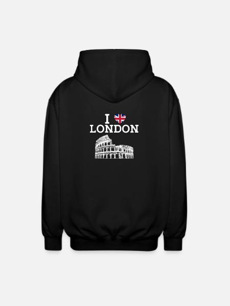 I Love London Colosseum England Heart Flag London - Unisex Hooded Jacket - black