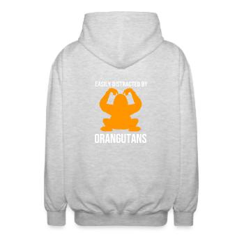 Orang Utan - Unisex Kapuzenjacke - Hellgrau meliert - Hinten - AI Model Male 185 light (185cm)
