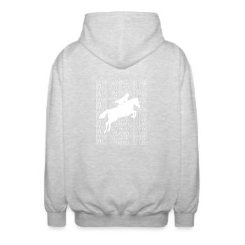 Dressur Dressurpferd Dressurreiter - Unisex Kapuzenjacke - Hellgrau meliert - Hinten - AI Model Male 185 light (185cm)
