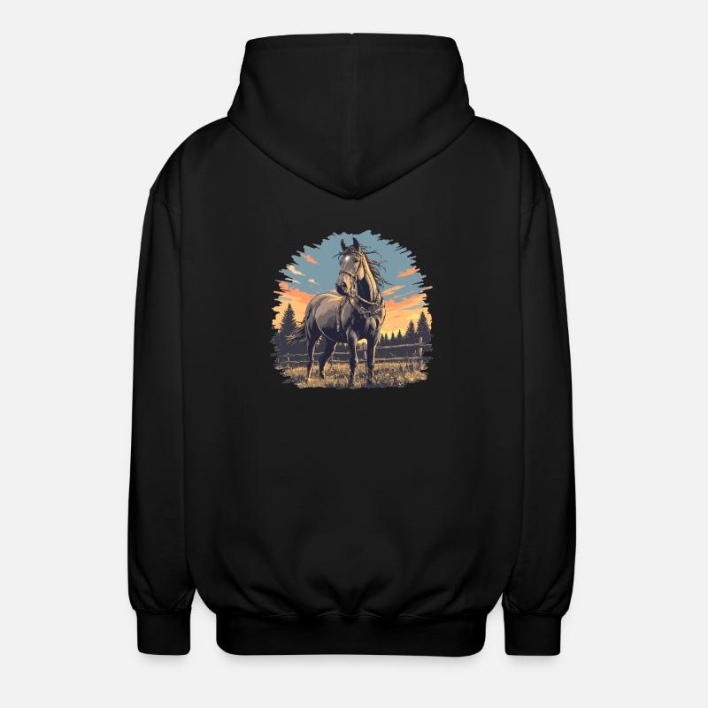 Pferde Pferd - Unisex Kapuzenjacke - Schwarz