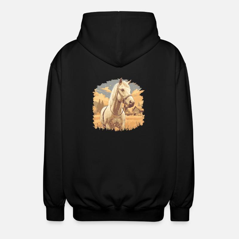 Pferde Pferd - Unisex Kapuzenjacke - Schwarz