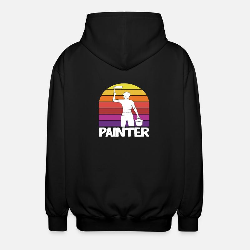 Retro Painter Creative Motif - Unisex Hooded Jacket - black