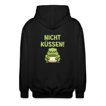 Froschkostüm NICHT KÜSSEN Lustiges Faschings - Unisex Kapuzenjacke - Schwarz - Hinten - AI Model Male 185 light (185cm)