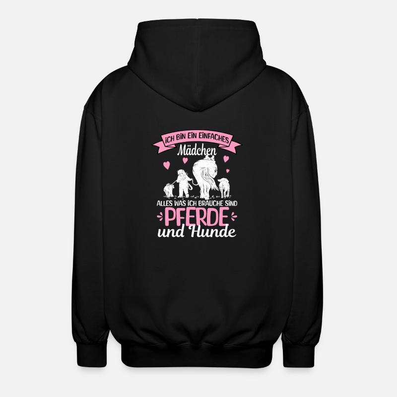 Einfaches Mädchen Pferde - Unisex Kapuzenjacke - Schwarz