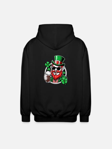 Leprechaun & Beer - Saint-Patrick - Irlande - Veste à capuche unisexe - noir