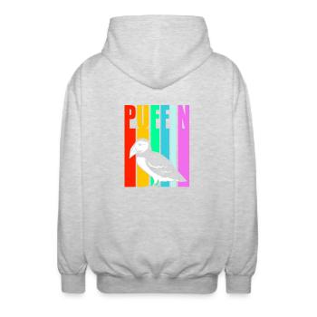 Papageientaucher Puffin - Unisex Kapuzenjacke - Hellgrau meliert - Hinten - AI Model Male 185 light (185cm)