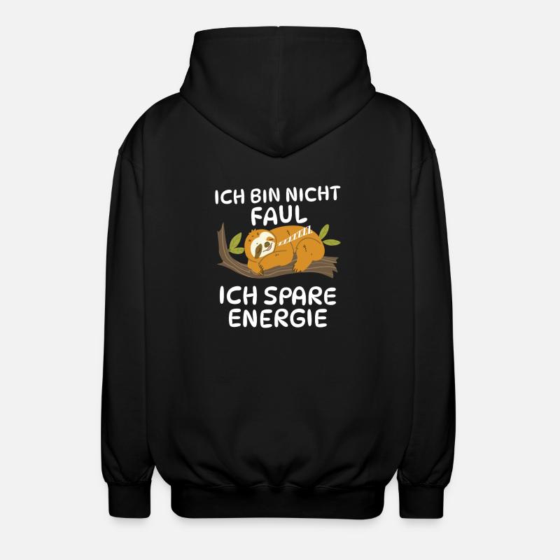 Sloth Saving Energy - Unisex Hooded Jacket - black