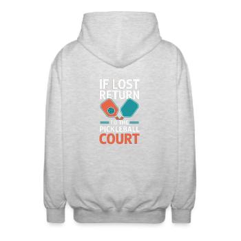 Pickleball Tournament Team Shirt Paddleball - Unisex Hooded Jacket - light heather grey - Back - AI Model Male 185 light (185cm)