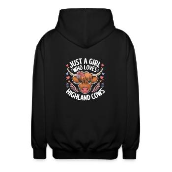 Just a Girl Who Loves Highland Cows - Unisex Kapuzenjacke - Schwarz - Hinten - AI Model Male 185 light (185cm)