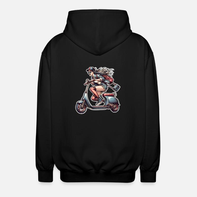 Scooter Moped Moped Scooter - Unisex Hooded Jacket - black