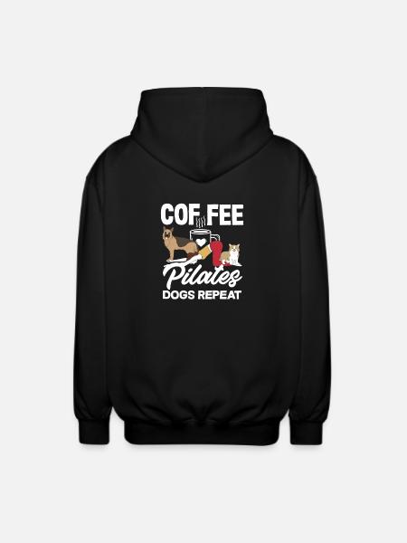 Pilates Coffee Dogs Repeat Fun - Unisex Hooded Jacket - black