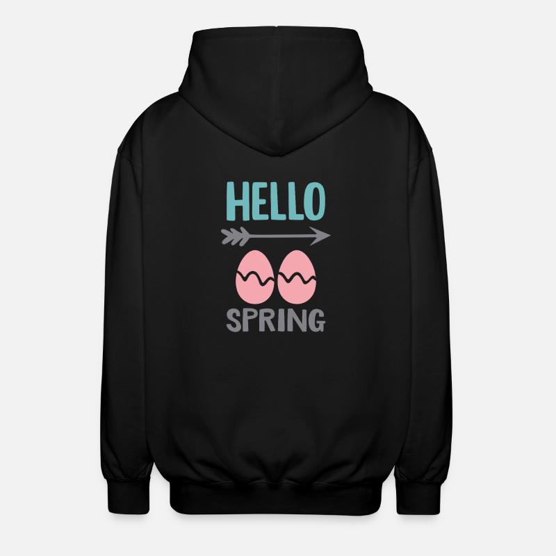 Hello Spring Frühlingsdesign mit Ostereiern - Unisex Kapuzenjacke - Schwarz