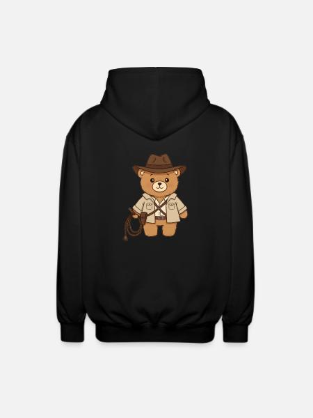 Teddy Bear Adventurer - Unisex Hooded Jacket - black