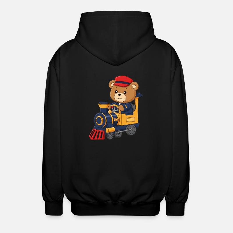 Teddy Bear Engine Driver - Unisex Hooded Jacket - black
