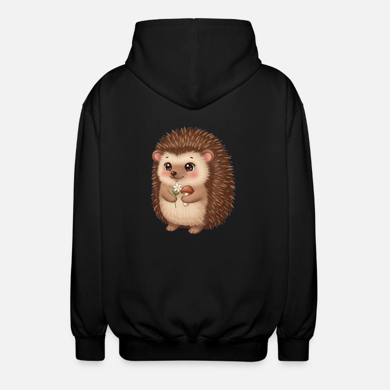 Animal Dessin Animé Hérisson - Veste à capuche unisexe - noir