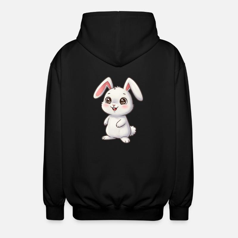 Animal Dessin Animé Lapin - Veste à capuche unisexe - noir