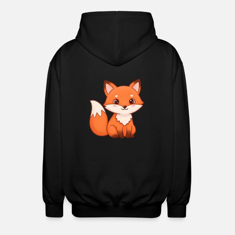 Dessin animé animalier renard - Veste à capuche unisexe - noir