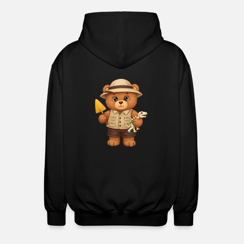 Teddybär Archäologe - Unisex Kapuzenjacke - Schwarz