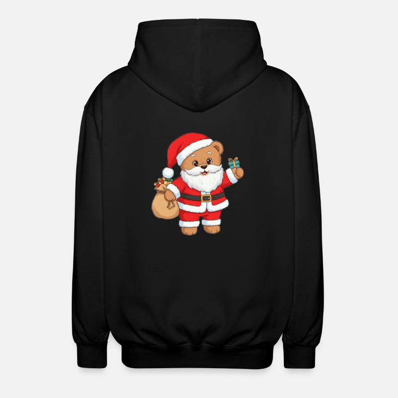 Teddybär Weihnachtsmann - Unisex Kapuzenjacke - Schwarz