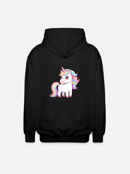Tier Cartoon Einhorn - Unisex Kapuzenjacke - Schwarz