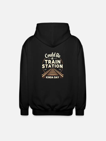 Train Ride -locomotive Adventure - Unisex Hooded Jacket - black
