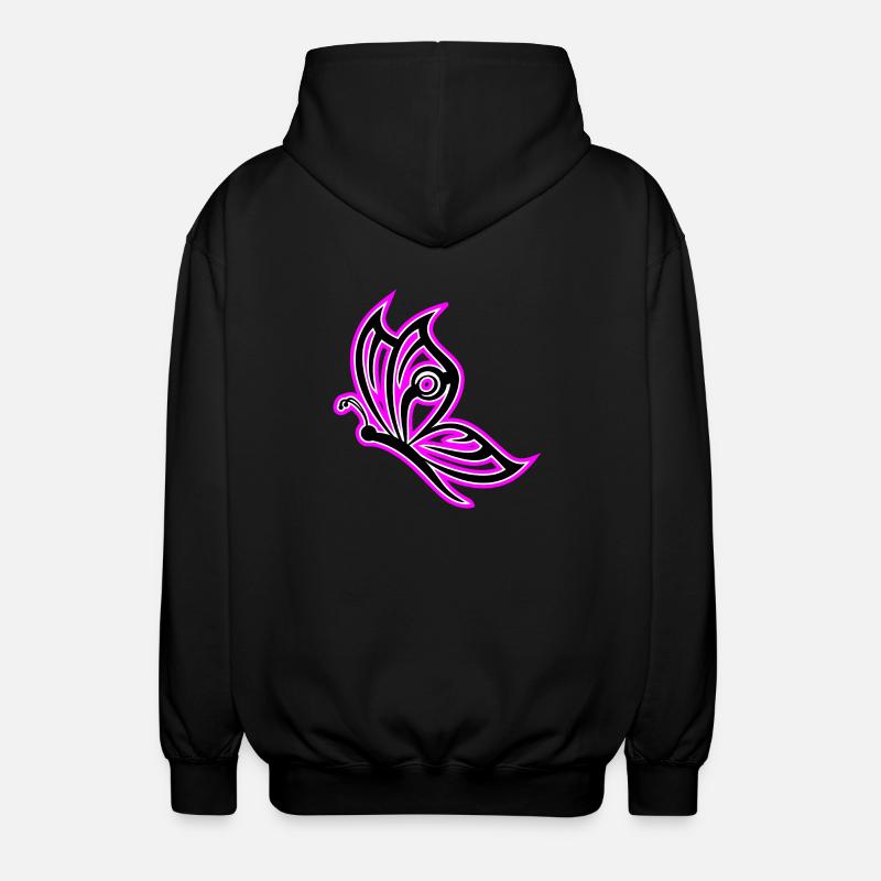 papillon rose - Veste à capuche unisexe - noir