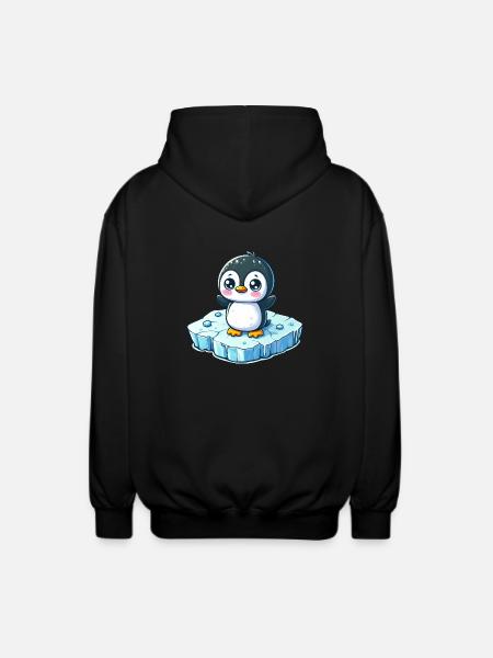 Penguin, Melting Ice, South Pole - Unisex Hooded Jacket - black