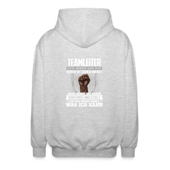TEAMLEITER - Ehre und Stolz - Unisex Kapuzenjacke - Hellgrau meliert - Hinten - AI Model Male 185 light (185cm)