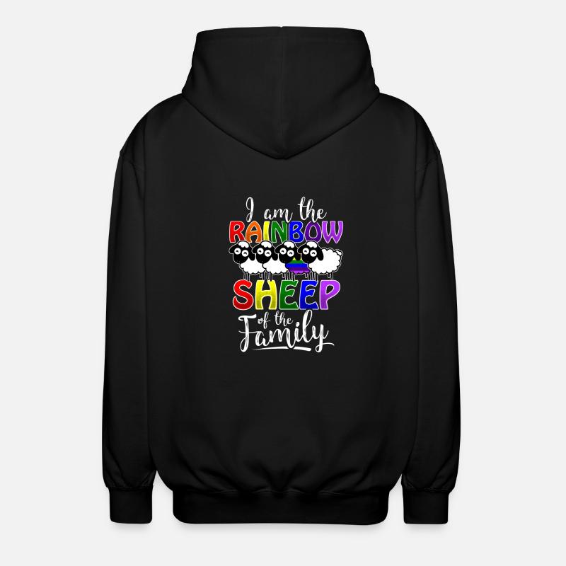 Rainbow Sheep - Gay Pride - Unisex Hooded Jacket - black