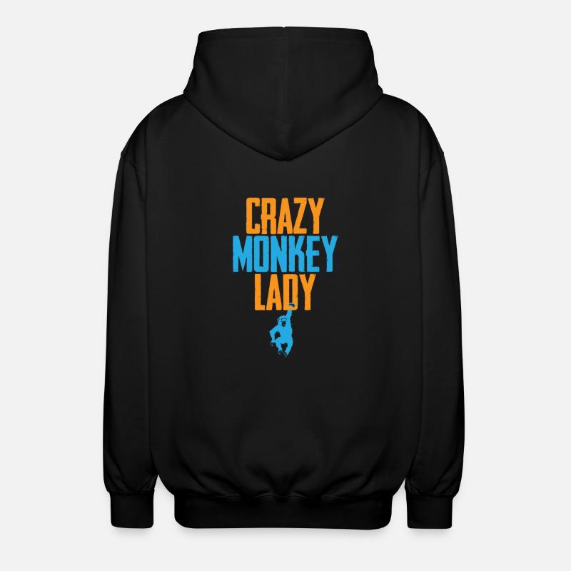 Crazy Monkey Lady - Felpa unisex con cappuccio - nero