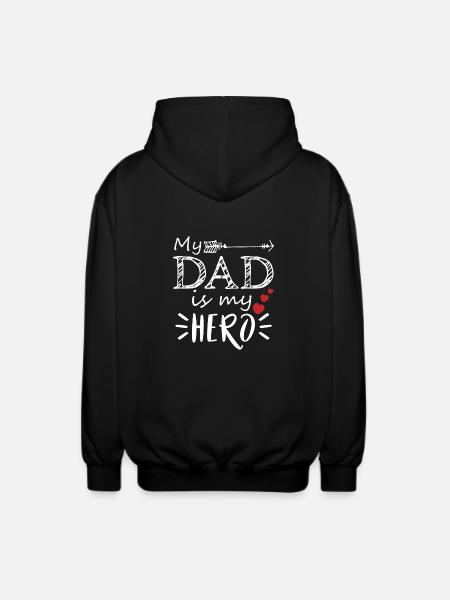 Min far er min helt gave far fars dag far far - Unisex hættejakke. - sort