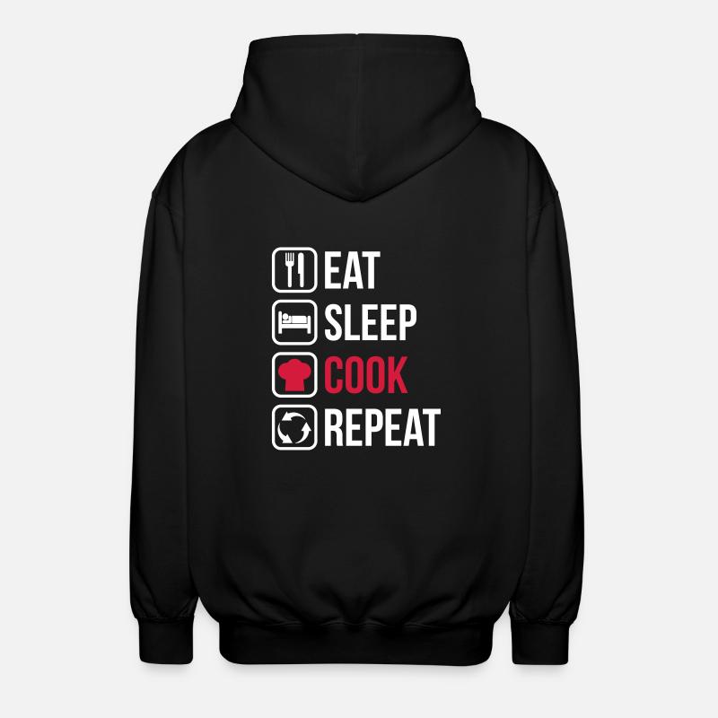Eat Sleep Cook Repeat - Unisex Kapuzenjacke - Schwarz