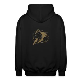Wolf Rabe - Unisex Kapuzenjacke - Schwarz - Hinten - AI Model Male 185 light (185cm)