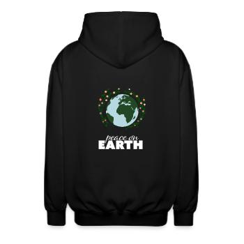 Frieden auf Erden, Peace, Freiheit, Geschenkidee - Unisex Kapuzenjacke - Schwarz - Hinten - AI Model Male 185 light (185cm)