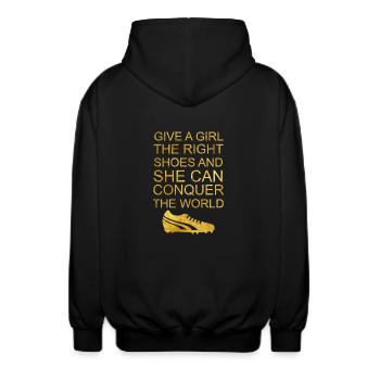 Frauenfussball Fussball Mädchen Fussballschuhe - Unisex Kapuzenjacke - Schwarz - Hinten - AI Model Male 185 light (185cm)