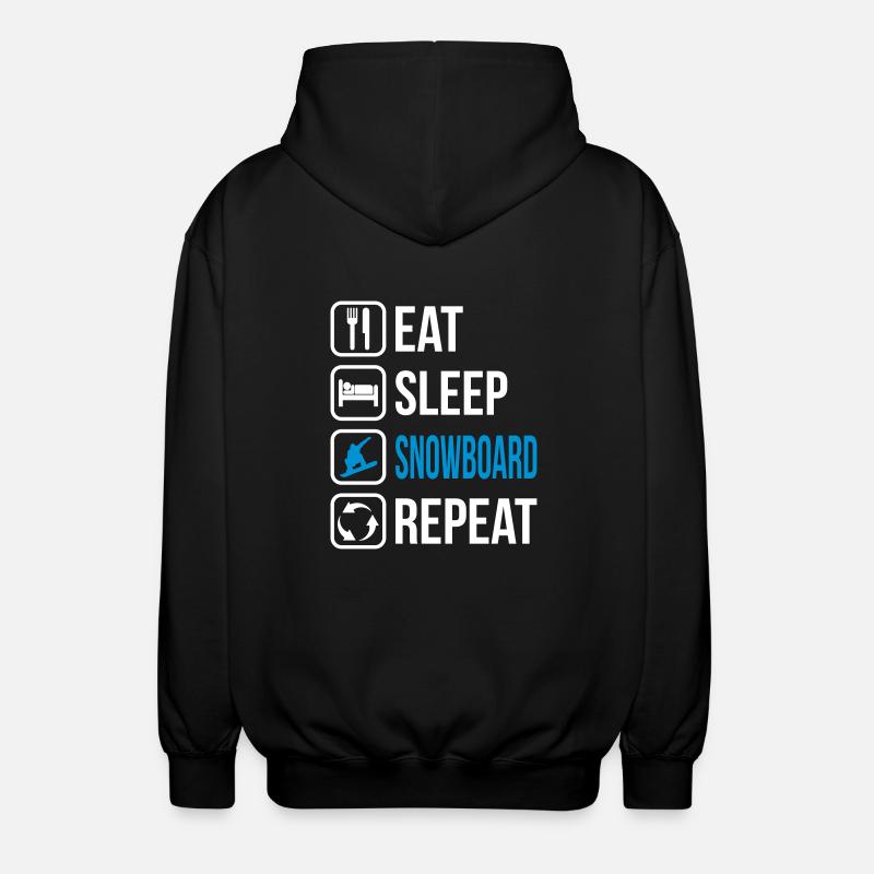 Mangez Sleep Snowboard Repeat - Veste à capuche unisexe - noir